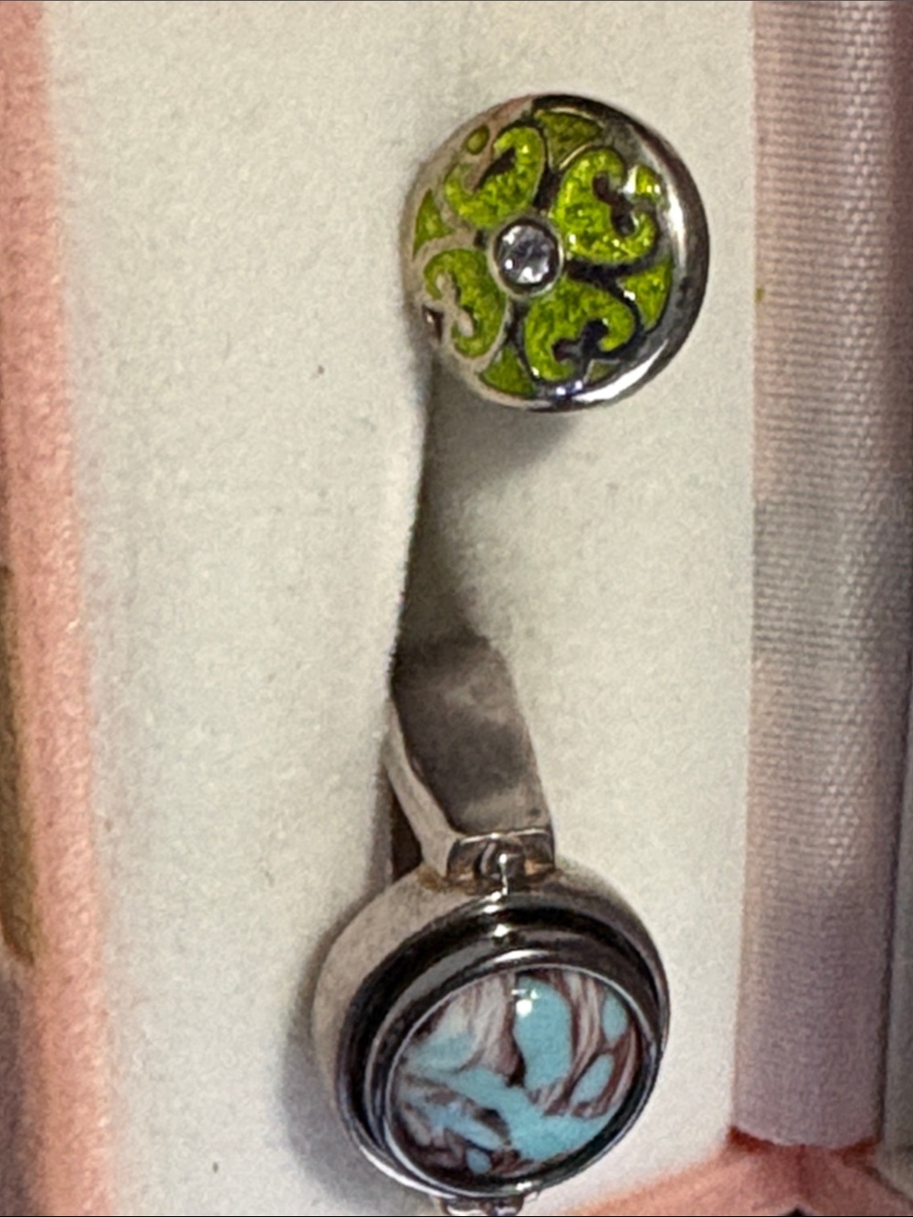 Kameleon Brand Sterling Silver Jewel Pop Ring Turquoise Swirl extra Pop. Sz 7 8A